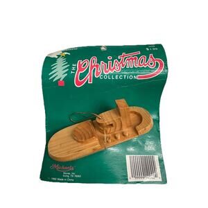 Vintage Michael’s Wooden Boat Ornament 5” Holiday Christmas